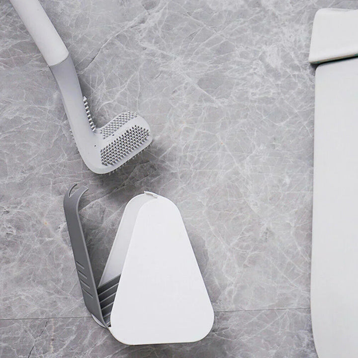 Solve tough spots with this flexible L-shaped toilet brush; a home essential for deep cleaning.