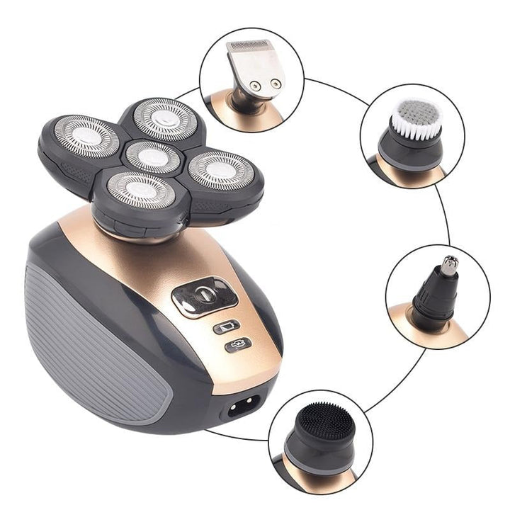 Waterproof wet & dry electric rotary shaver for men, perfect for sensitive skin & easy shower use.