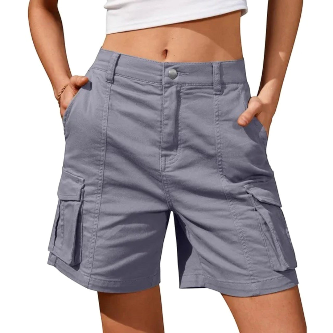 Comfortable women's relaxed fit cargo shorts, perfect for street style & casual summer fashion.