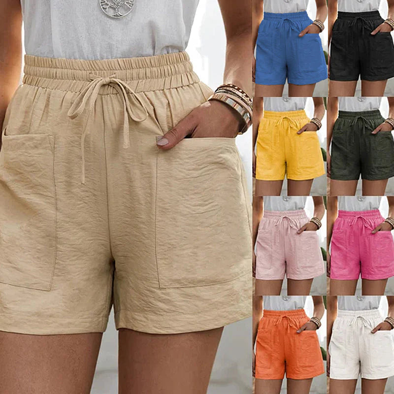 Comfortable women's relaxed fit summer shorts, ideal for warm weather casual wear with stylish appeal.