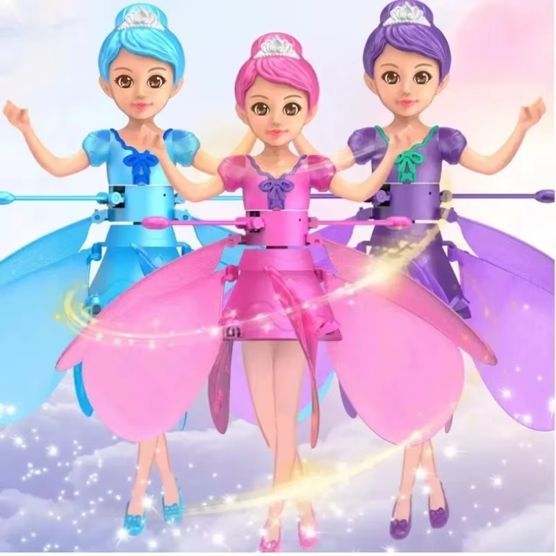 Magical interactive flying doll with LED lights & gesture control, perfect children's toy gift.