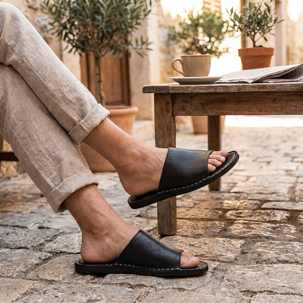 Stylish men's slide sandals, perfect for beach, poolside, or casual summer fashion.
