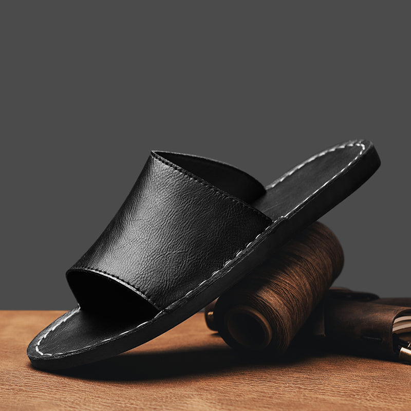 Versatile men's single band slide sandals for casual outings & everyday comfort.