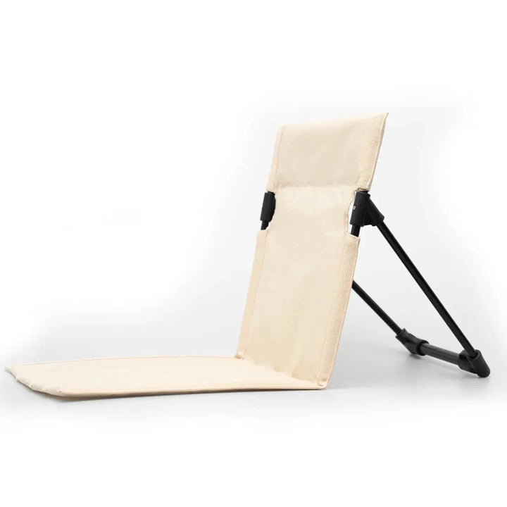 Comfortable portable beach chair with back support, ideal for sunbathing, camping & picnics.