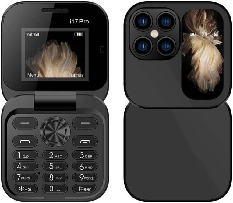 Unisex foldable mini mobile phone for travel. Compact, unlocked, essential backup feature phone.