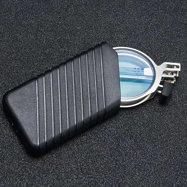 Blue light filtering reading glasses that fold compactly for easy storage in any pocket.