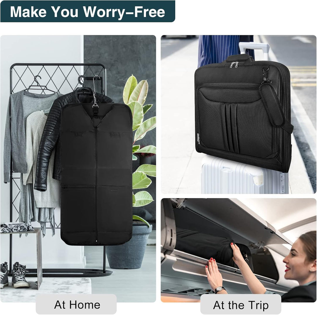 Durable and waterproof travel organizer for shirts, dresses, and suits.