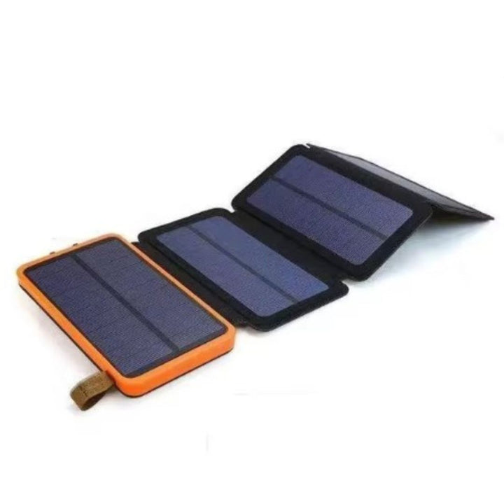 Essential outdoor gear: folding, waterproof solar power bank. Perfect for camping & travel power needs.