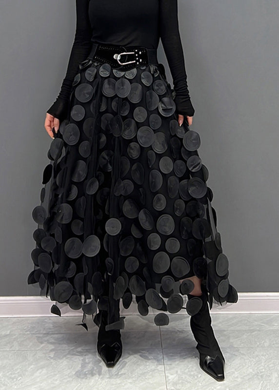 Elegant women's textured polka dot midi skirt, ideal for special occasions.