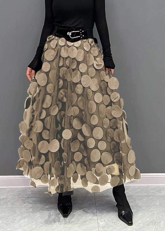 Chic women's textured polka dot midi skirt, comfortable for everyday or evening.