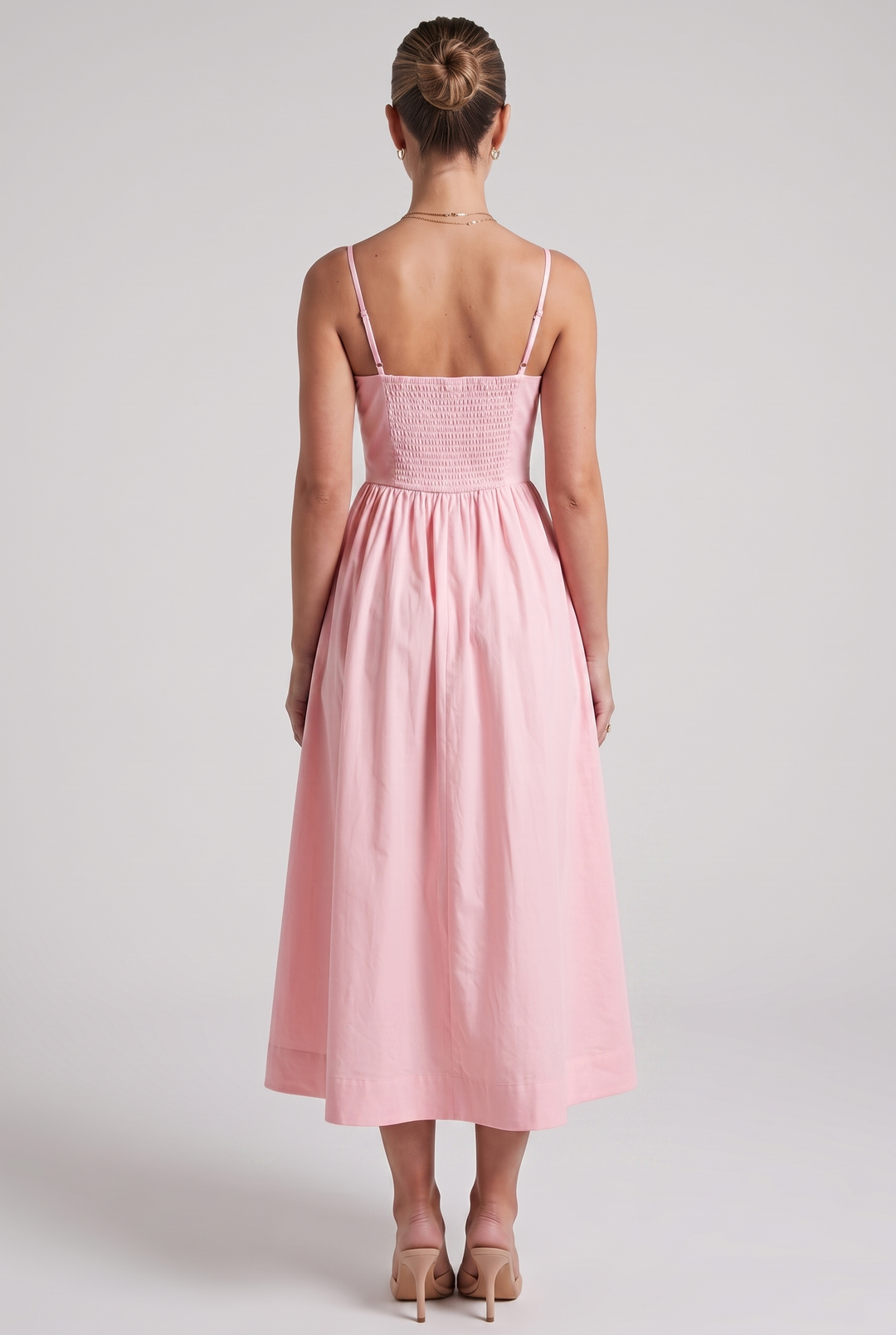 Women's A-line midi dress, square neck, elegant party wear. Ideal as a wedding guest or formal dress.