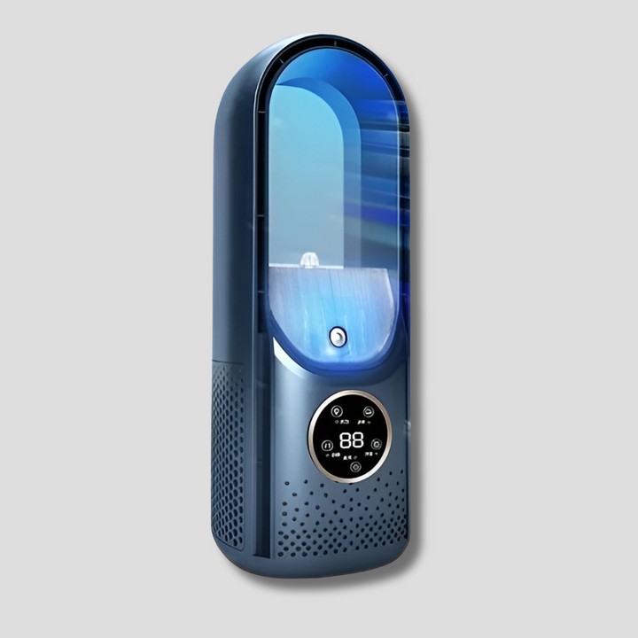 Quiet tabletop air cooler, perfect for bedroom or home office. Enjoy personal, undisturbed cooling.