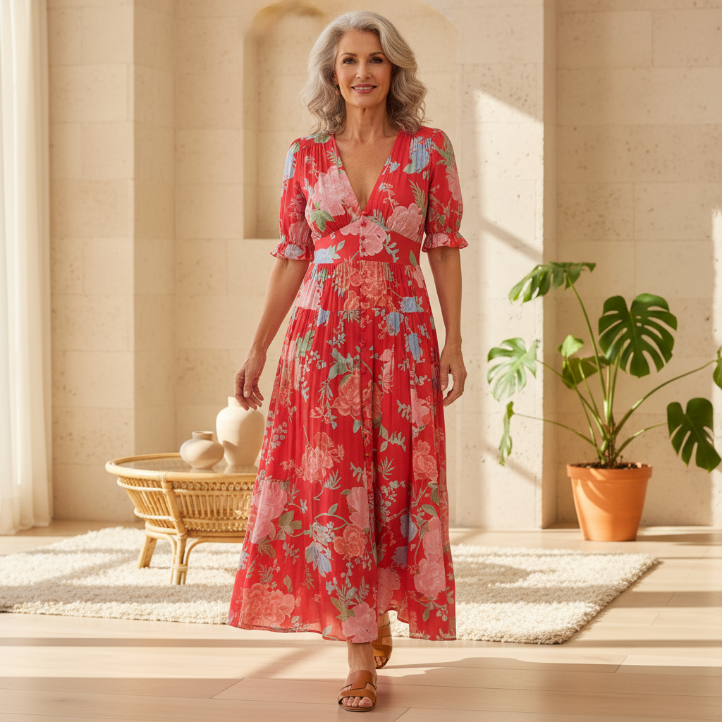 Women's Vibrant Floral Print Dress