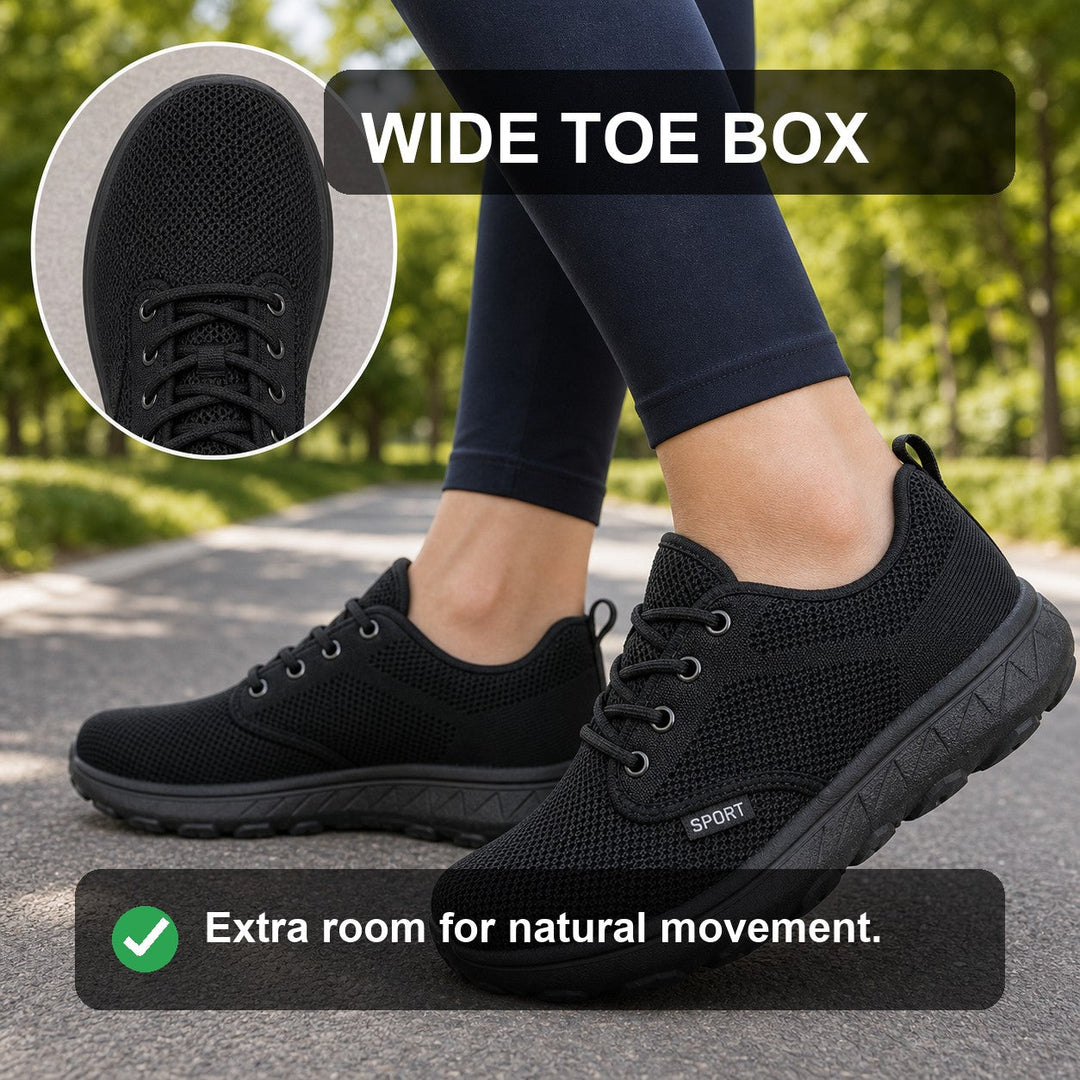 Supportive women's sneakers with wide toe box for active lifestyle.