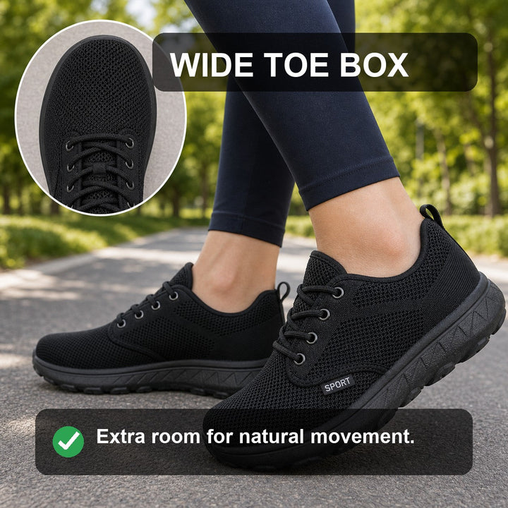 Supportive women's sneakers with wide toe box for active lifestyle.