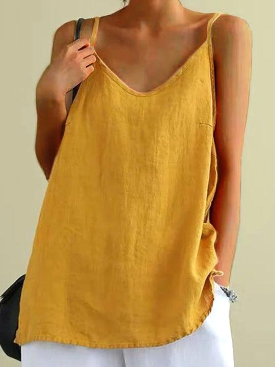 Lightweight women's V-neck cami with spaghetti straps, an effortless everyday summer top.