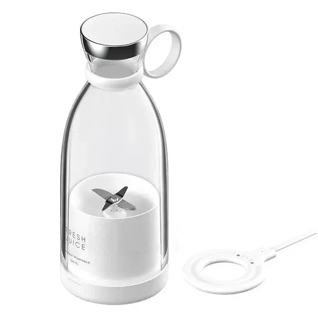 Compact portable blender, shown with detachable cup for on-the-go convenience. Healthy fruit juice maker.