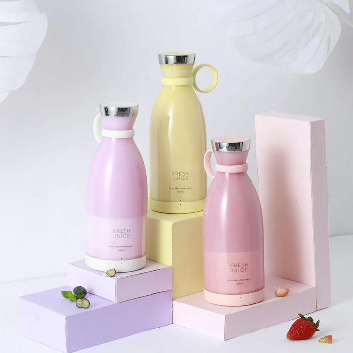 Portable blender for smoothies & shakes; perfect for on-the-go healthy living. Rechargeable mini juice maker.