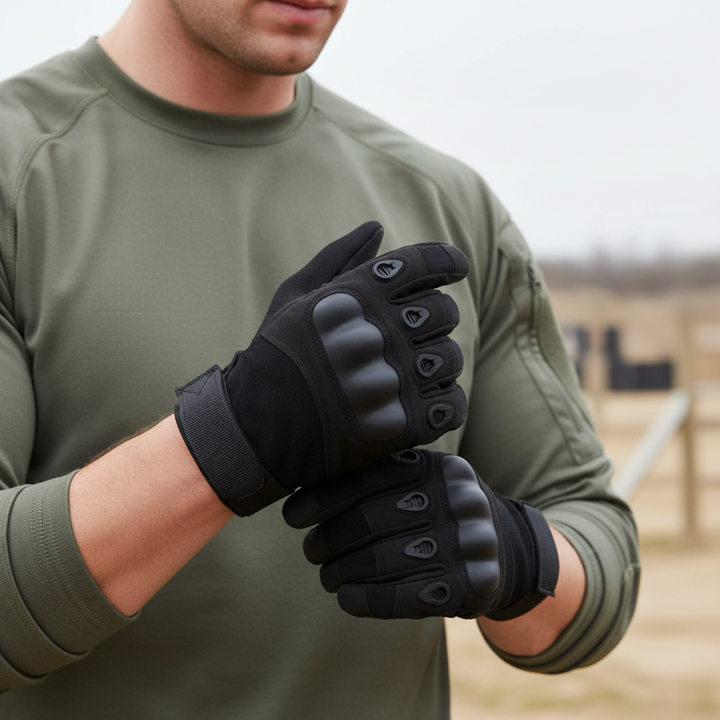 Durable full finger tactical gloves for outdoor work & shooting, offering superior hand protection and enhanced grip.