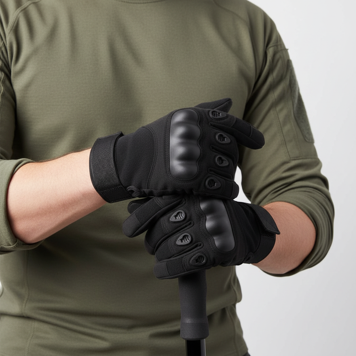 Enhanced grip army green full finger tactical gloves, ideal for cycling, work, and rugged outdoor adventures.