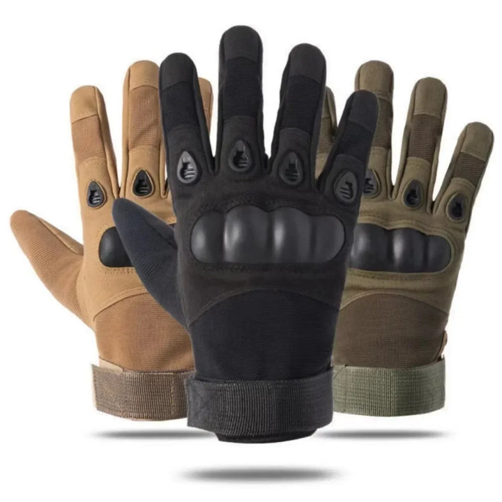 Rugged army green full finger tactical gloves ensuring ultimate hand protection & improved grip for various tasks.