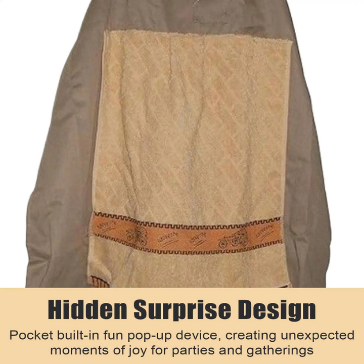 Humorous BBQ apron for men & women, perfect for grilling parties & outdoor fun. Novelty kitchen accessory.
