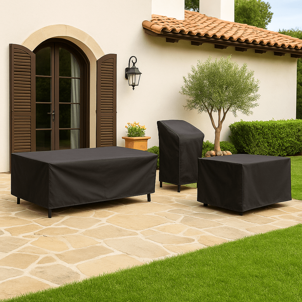 Heavy-duty outdoor cover for garden furniture. Waterproof & UV resistant for patio sets.