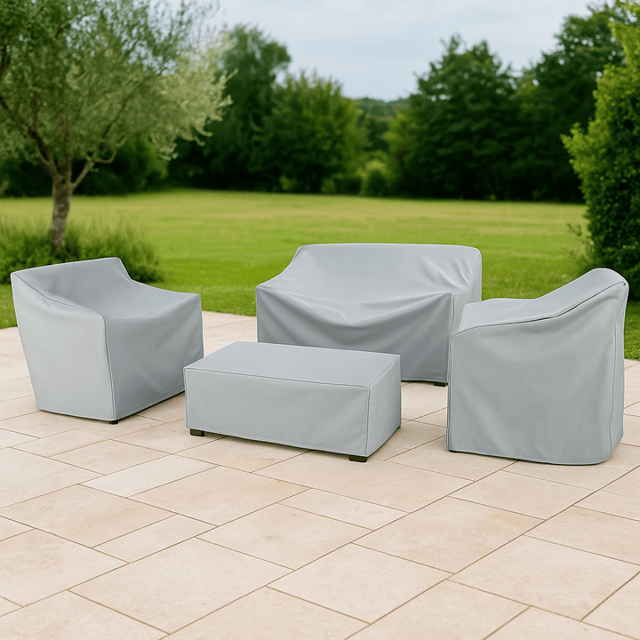 Waterproof outdoor furniture cover for patio tables & chairs. UV resistant weather protection.