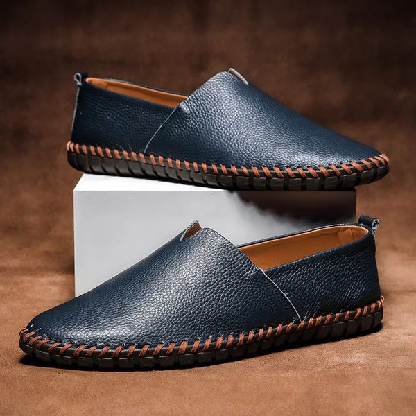 Men's hand-stitched orthopedic loafers. Timeless slip-on shoes for all-day comfort and foot support.