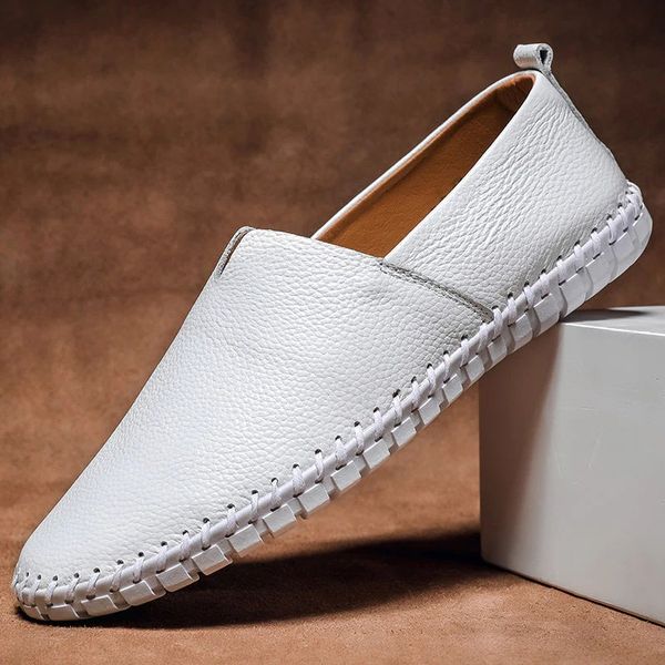 Stylish men's orthopedic loafers, hand-stitched for superior comfort. Perfect everyday slip-on footwear.