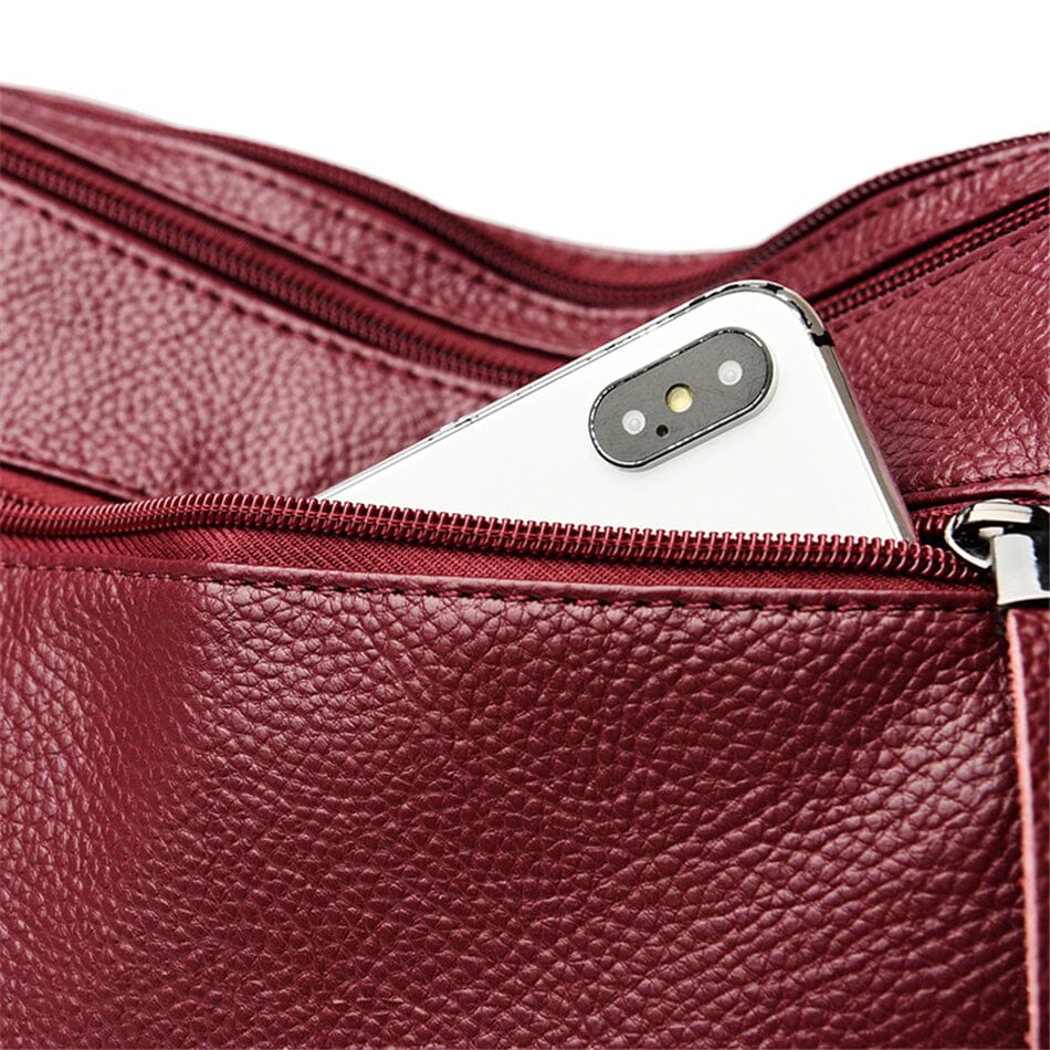 Classic design genuine leather women's handbag. Elegant luxury fashion accessory, perfect as a shoulder bag.