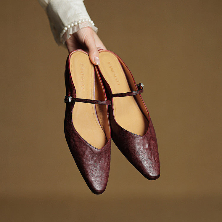 Women's fashion mules in genuine leather, comfortable and dressy