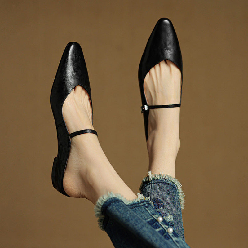 Fashion-forward genuine leather mules, chic slip-on shoes for women