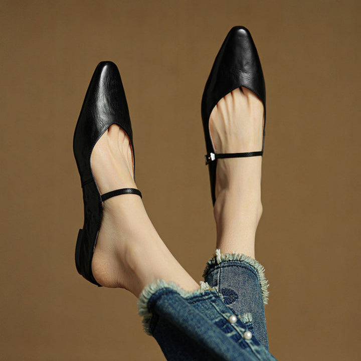 Fashion-forward genuine leather mules, chic slip-on shoes for women