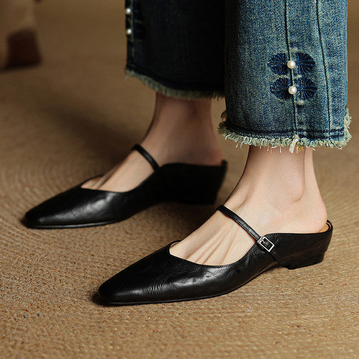 Women's dressy leather mules, elegant and comfortable slip-on design