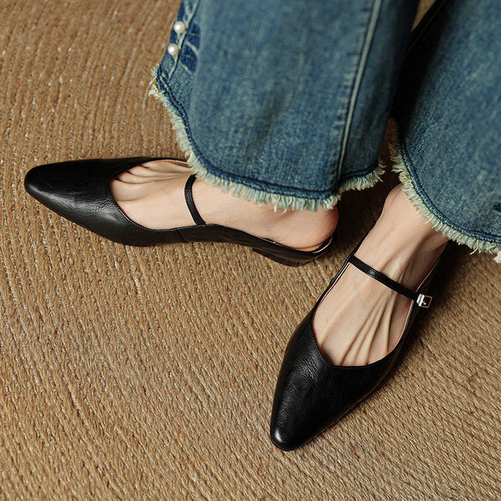 Classic women's leather mules, elegant slip-on shoes for everyday wear