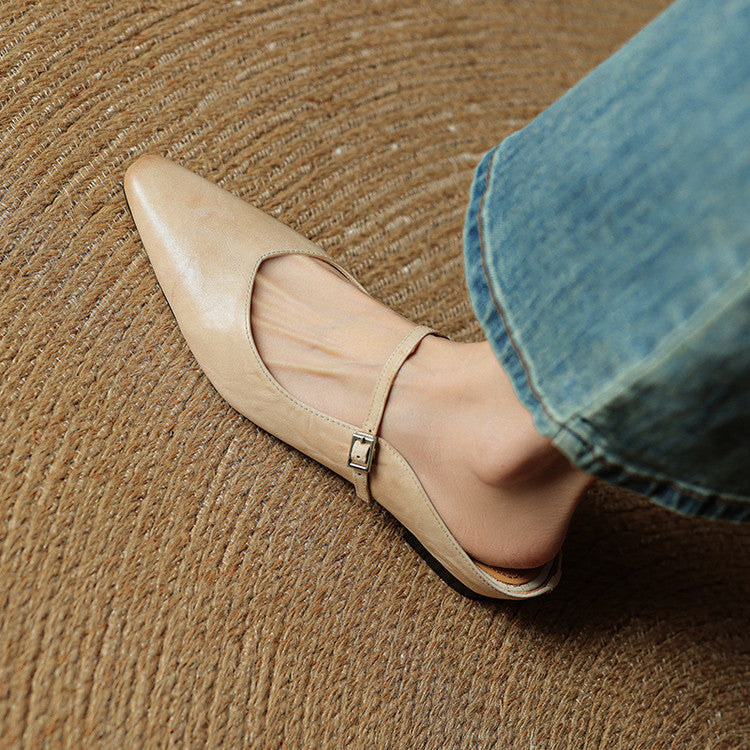 Comfortable leather slip-on mules for women, stylish footwear