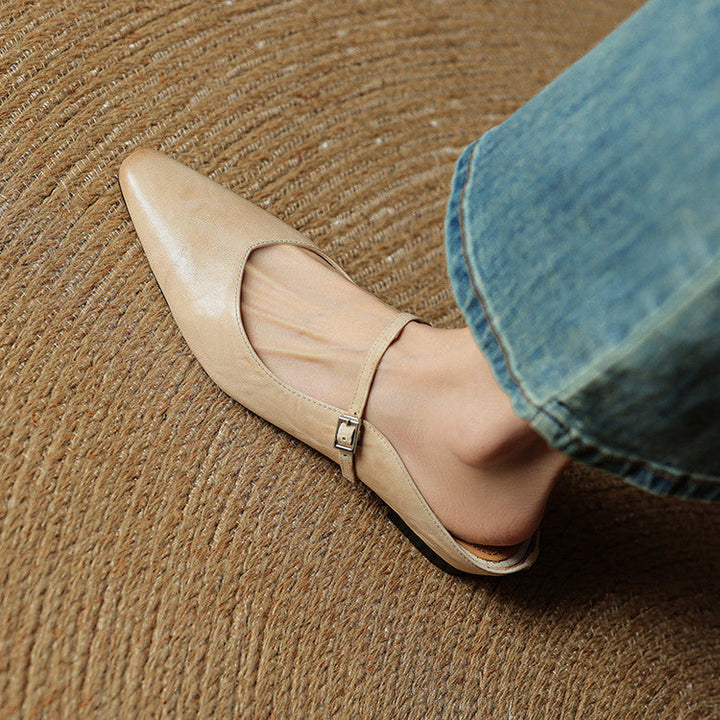 Comfortable leather slip-on mules for women, stylish footwear