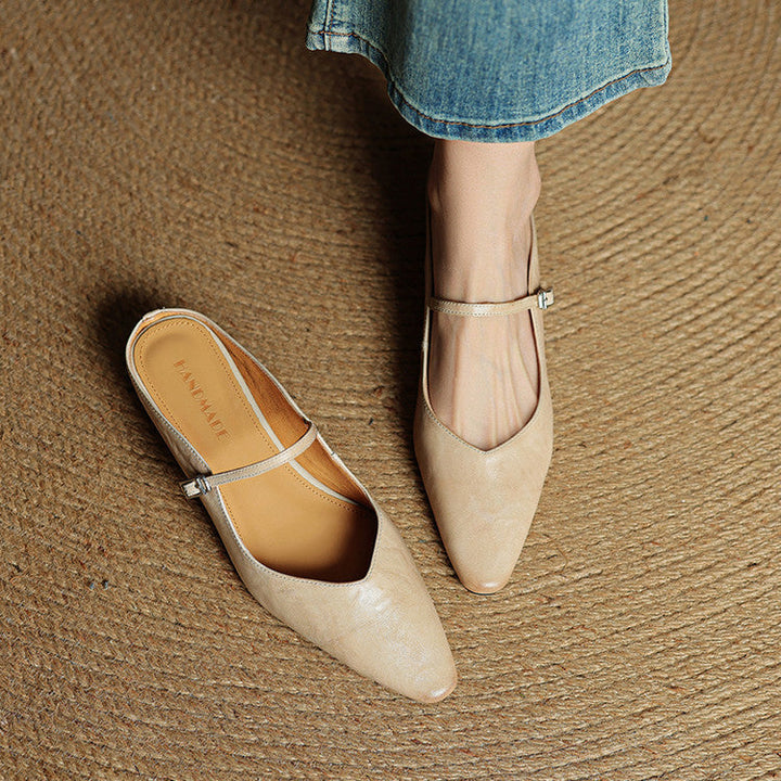 Elegant women's mules crafted from genuine leather, dressy casual shoes