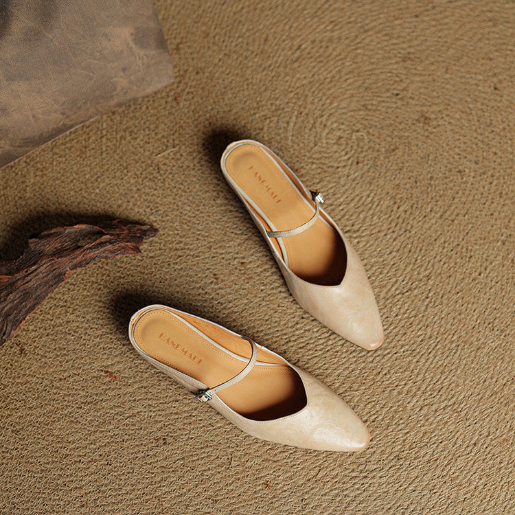 Women's leather mules, versatile dressy and casual footwear