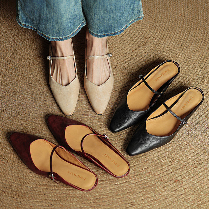 Chic women's leather mules, perfect for elegant and comfortable style