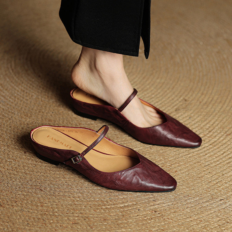 Stylish slip-on leather mules for women, ideal fashion footwear