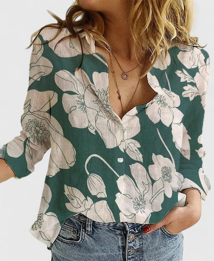 Women's Linen Button-Down Shirt Relaxed Fit