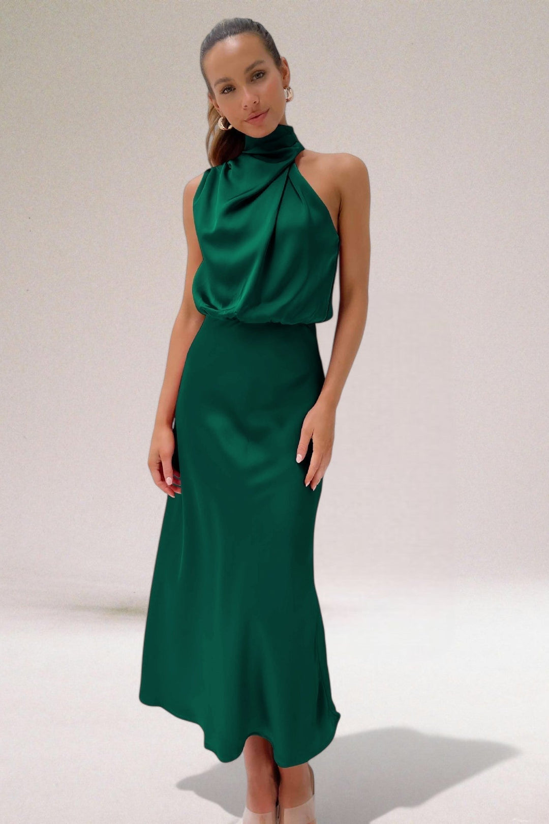 Beautiful women's halter maxi dress, an elegant sleeveless gown for any special occasion or party.