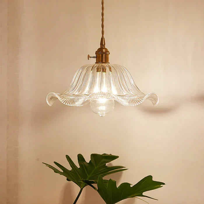 Modern home decor: OpulentGlow transparent glass hanging lamp for kitchens.
