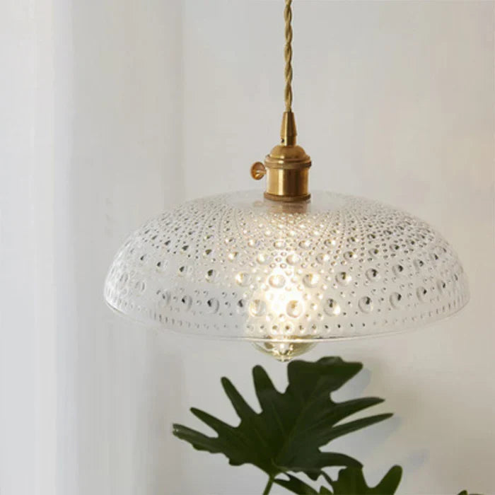 Modern industrial style transparent glass pendant light, versatile decor.