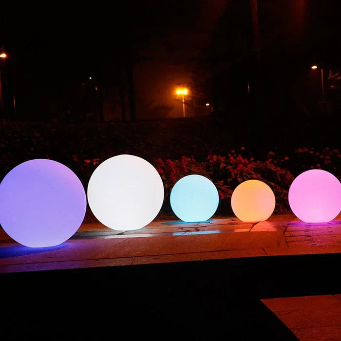 Wireless GlowSphere light providing decorative mood lighting outdoors