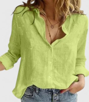Women's Linen Button-Down Shirt Relaxed Fit