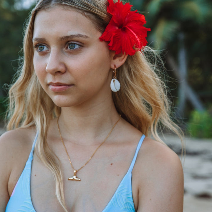 Unique whale tail pendant necklace, an elegant ocean gift for women.