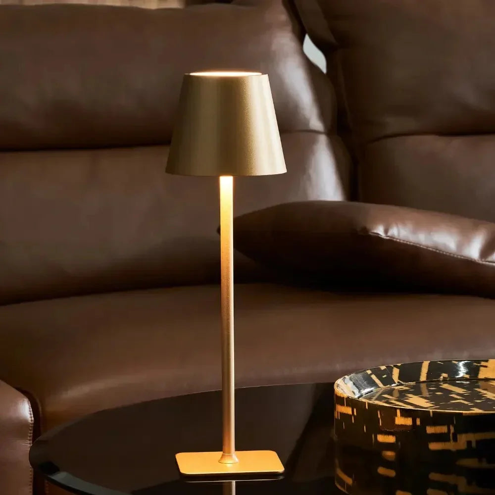 Portable cordless LED lamp, perfect for your patio, deck, or bedroom lighting.